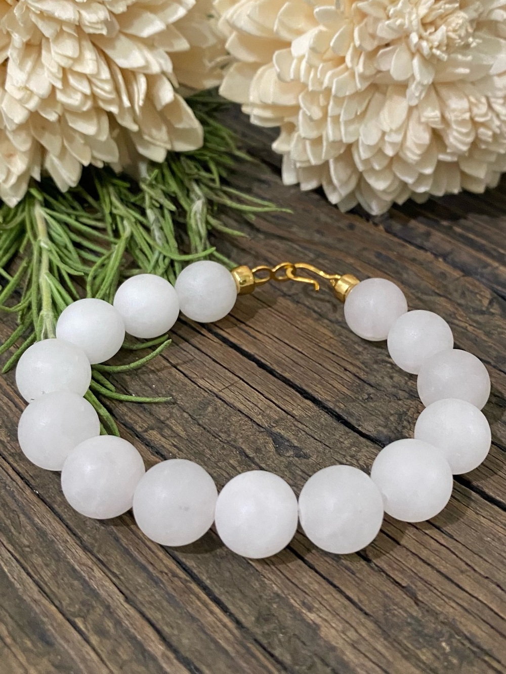 Matte Rose Quartz Stretch Bracelet, Pale Pink Jumbo Beads